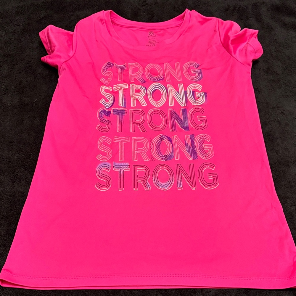 Champion Pink Kids Tee with Bold 'Strong' Design